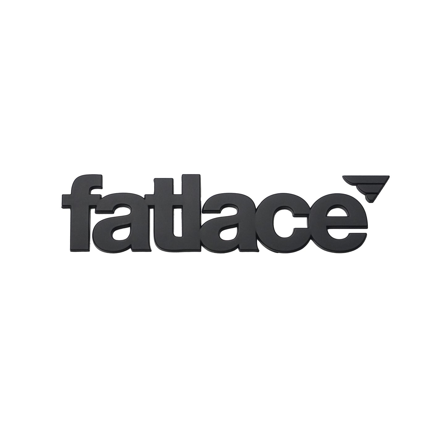 Black Fatlace emblem logo with bold lowercase letters and a small winged design element on the upper right.