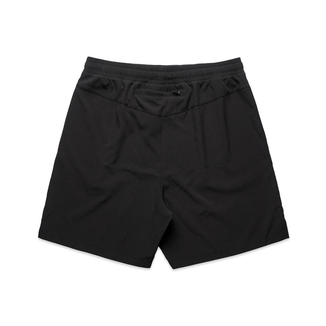 Black ILLEST x GOODSMILE GT Shorts with an elastic waistband and subtle branding, designed for comfort and style.