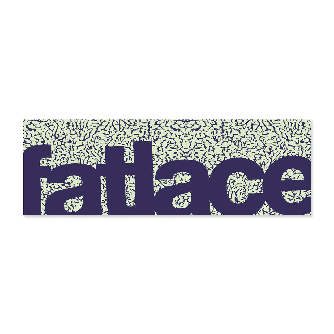 Fatlace bumper sticker with bold text and a textured background design.