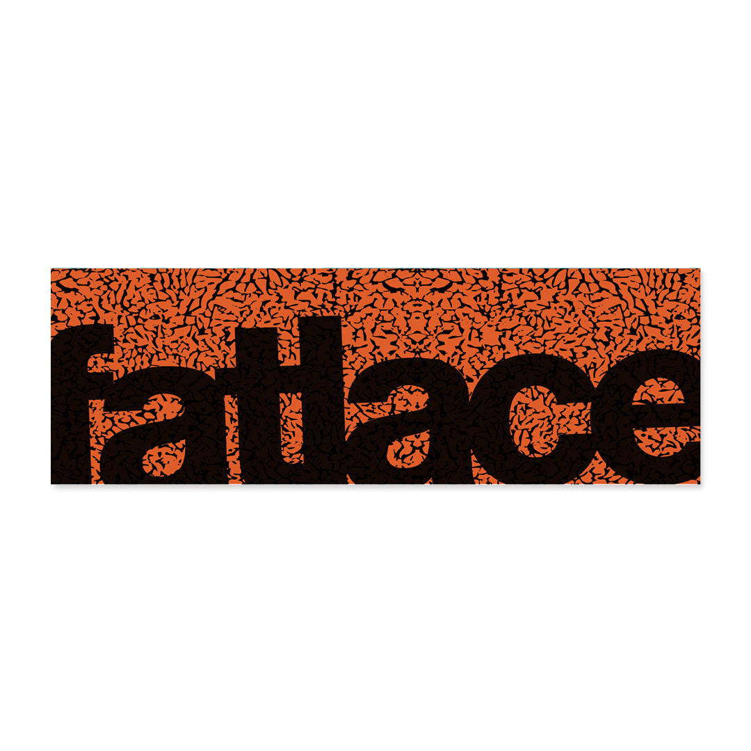 Fatlace bumper sticker with bold black text on an orange and black textured background.
