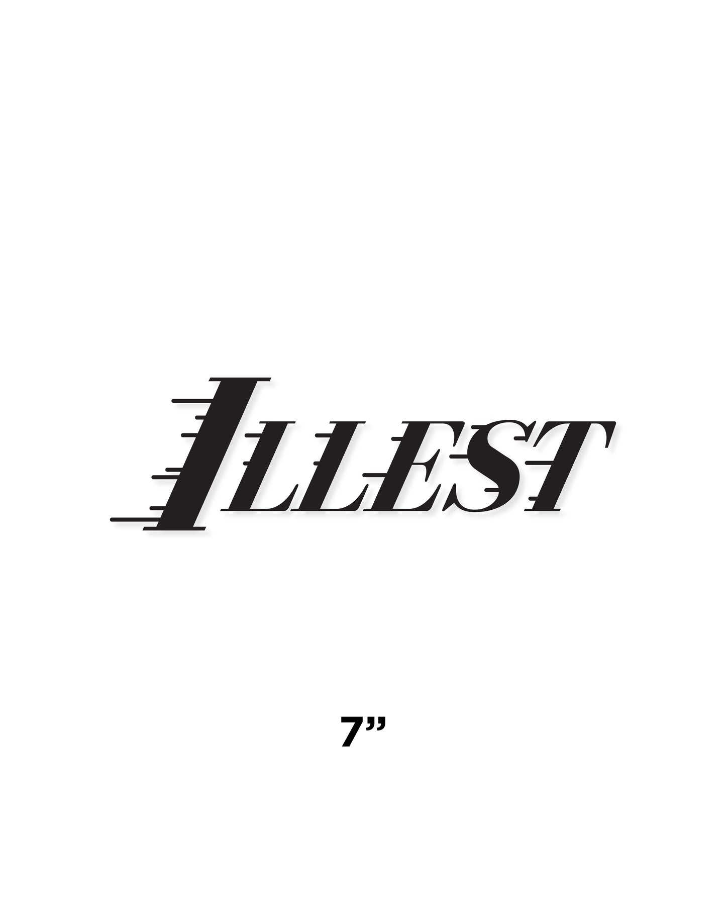 Illest LA 7-inch die-cut sticker featuring bold black text with a speed lines design on a white background.