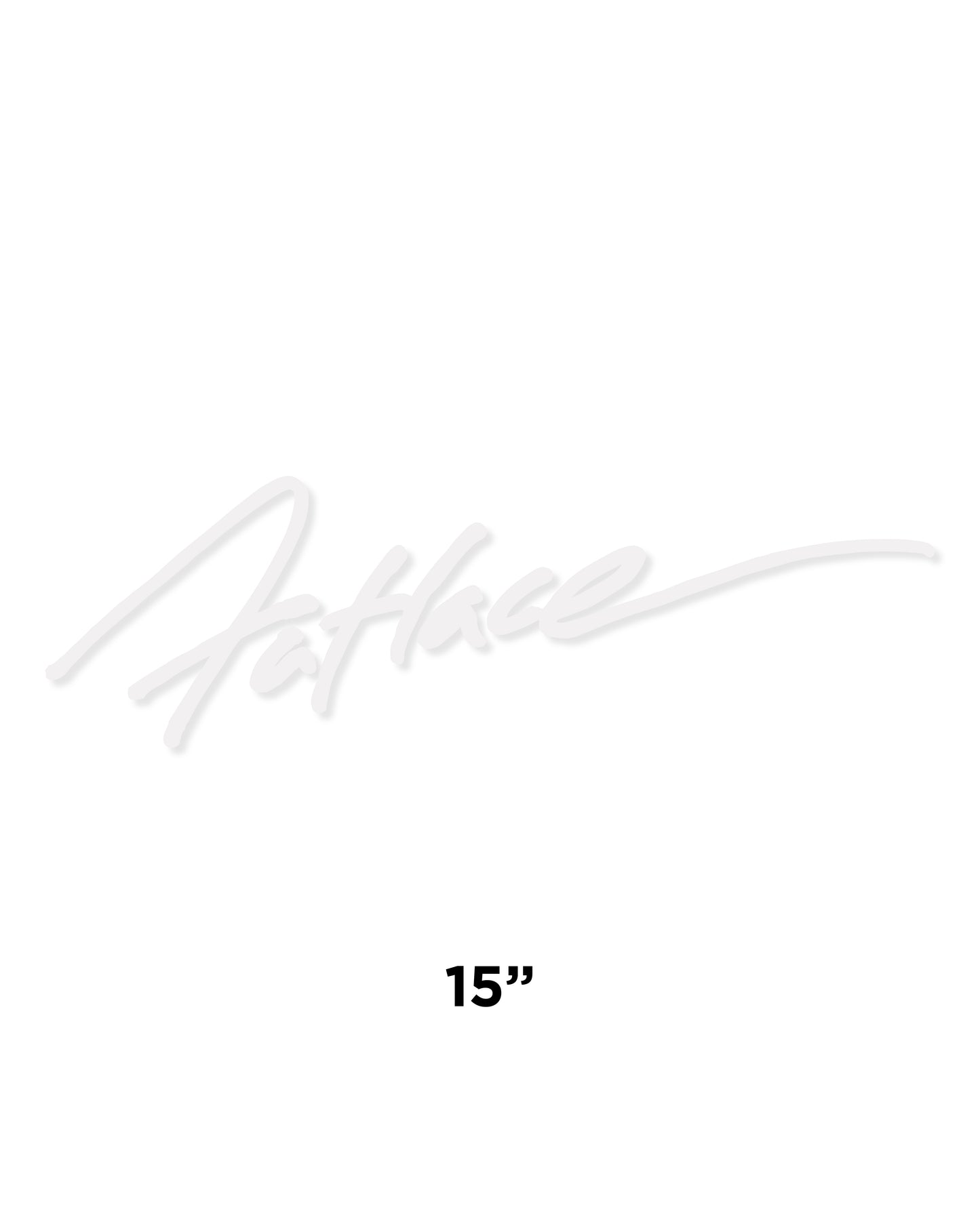 White cursive 15-inch die-cut decal with "Fatlace" text in a stylish script font.