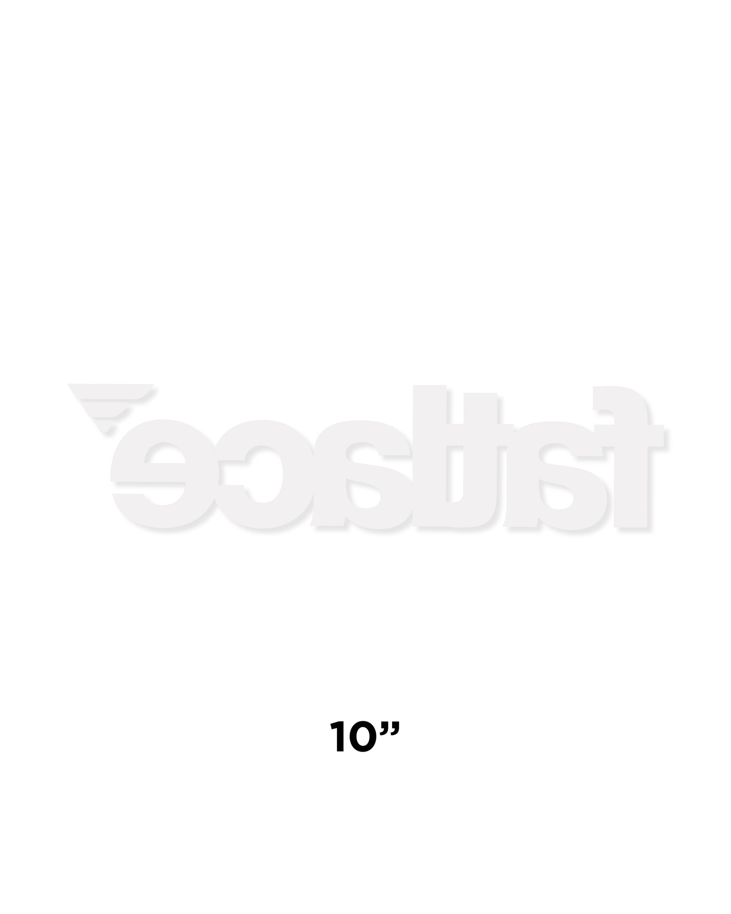 Reverse Fatlace logo 10-inch die-cut sticker featuring a bold, stylized design with a white background and subtle embossed effect.