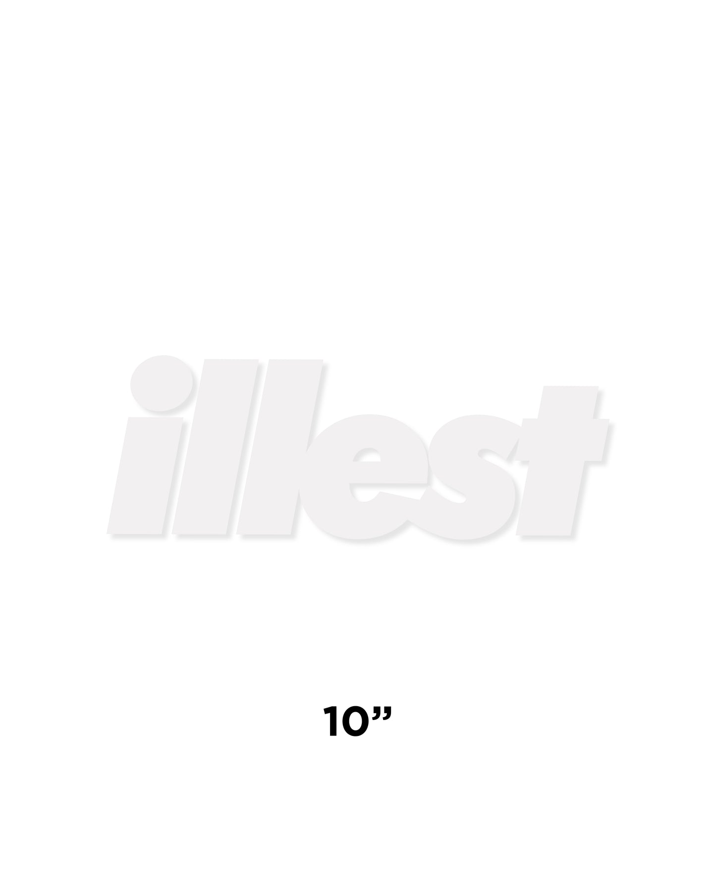 White die-cut sticker with a bold Illest logo in a 6-inch size, featuring a sleek, modern design for branding or decoration.