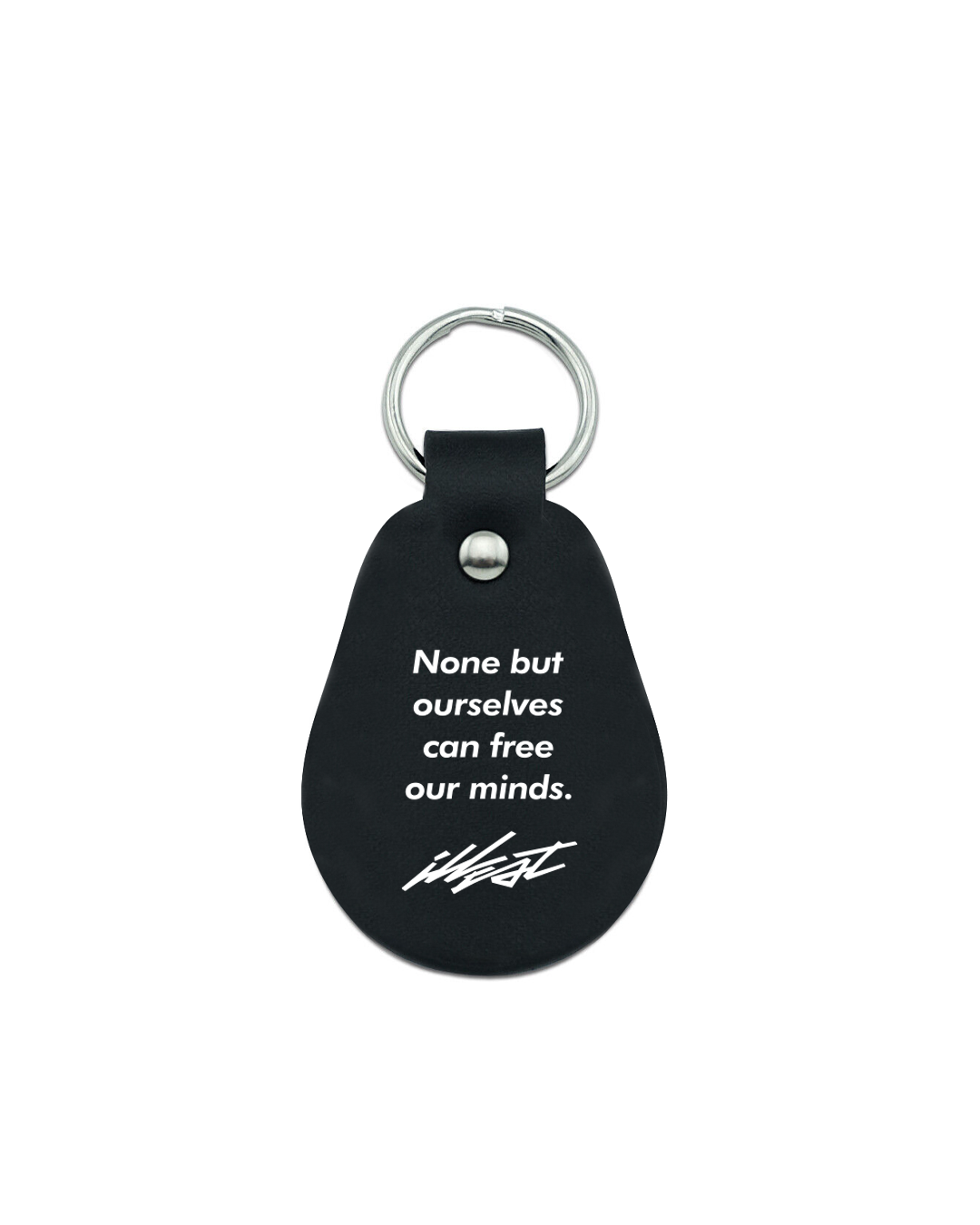 Illest Rough-World Hotel Keychain with a black leather tag featuring a motivational quote and the Illest logo.