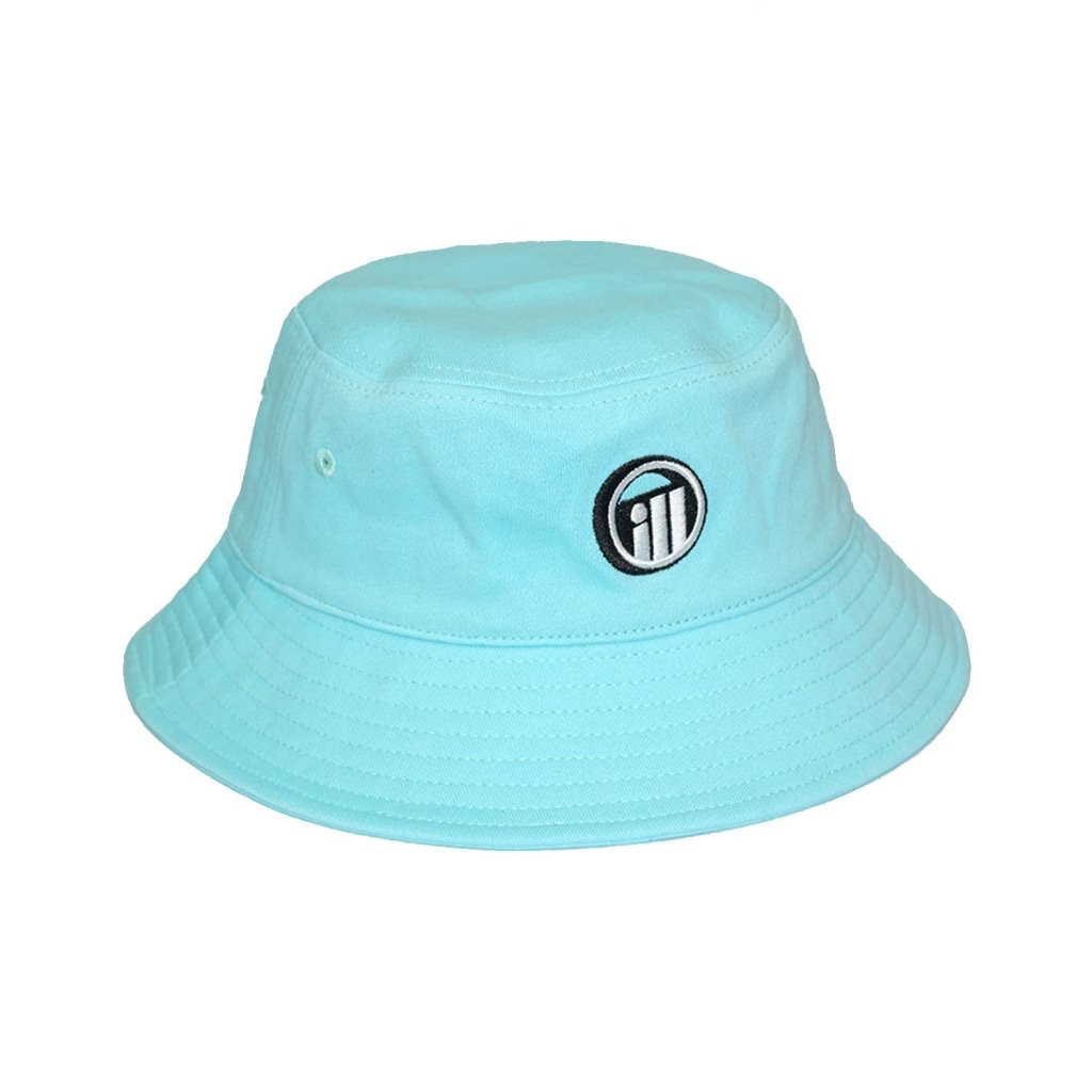 Light blue bucket hat with an embroidered ILLEST emblem logo on the front, featuring a wide brim and stitched detailing.
