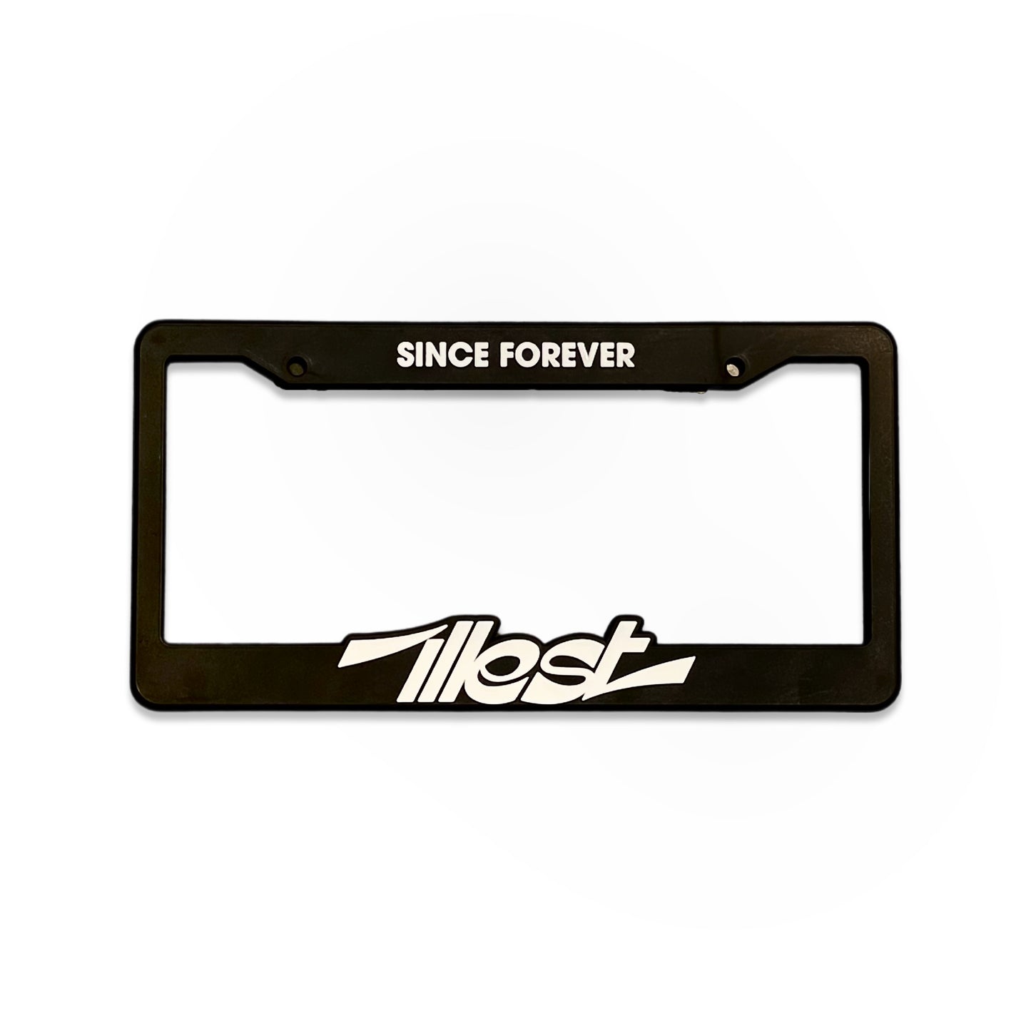Black license plate frame with "Since Forever" text at the top and a stylized "1lest" logo at the bottom.
