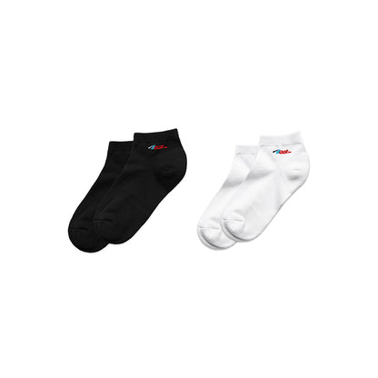 Pair of black and white ankle socks with embroidered Illest logo, designed for comfort and style in a 2-pack set.