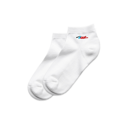 Pair of white ankle socks with Illest logo embroidered near the ankle, designed for casual or athletic wear.