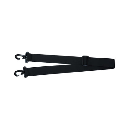 Black adjustable travel tote bag strap with clip hooks for attaching to a tote bag, designed for versatile carrying.