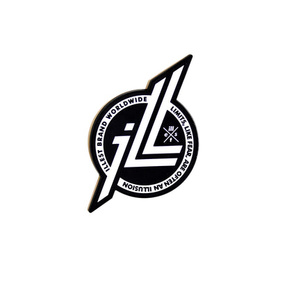 Illest Coaster with a black and white design featuring the quote limits like fear are often an illusion and the Illest logo.