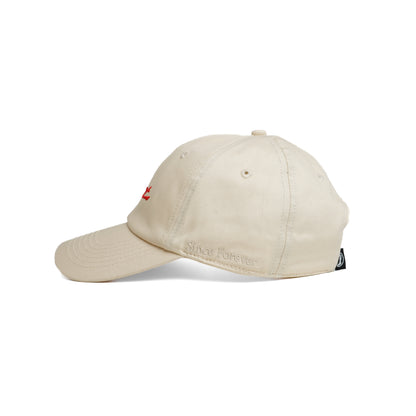 Illest Essential Dad Cap in beige with embroidered text and a curved brim, featuring "Since Forever" stitched on the side.