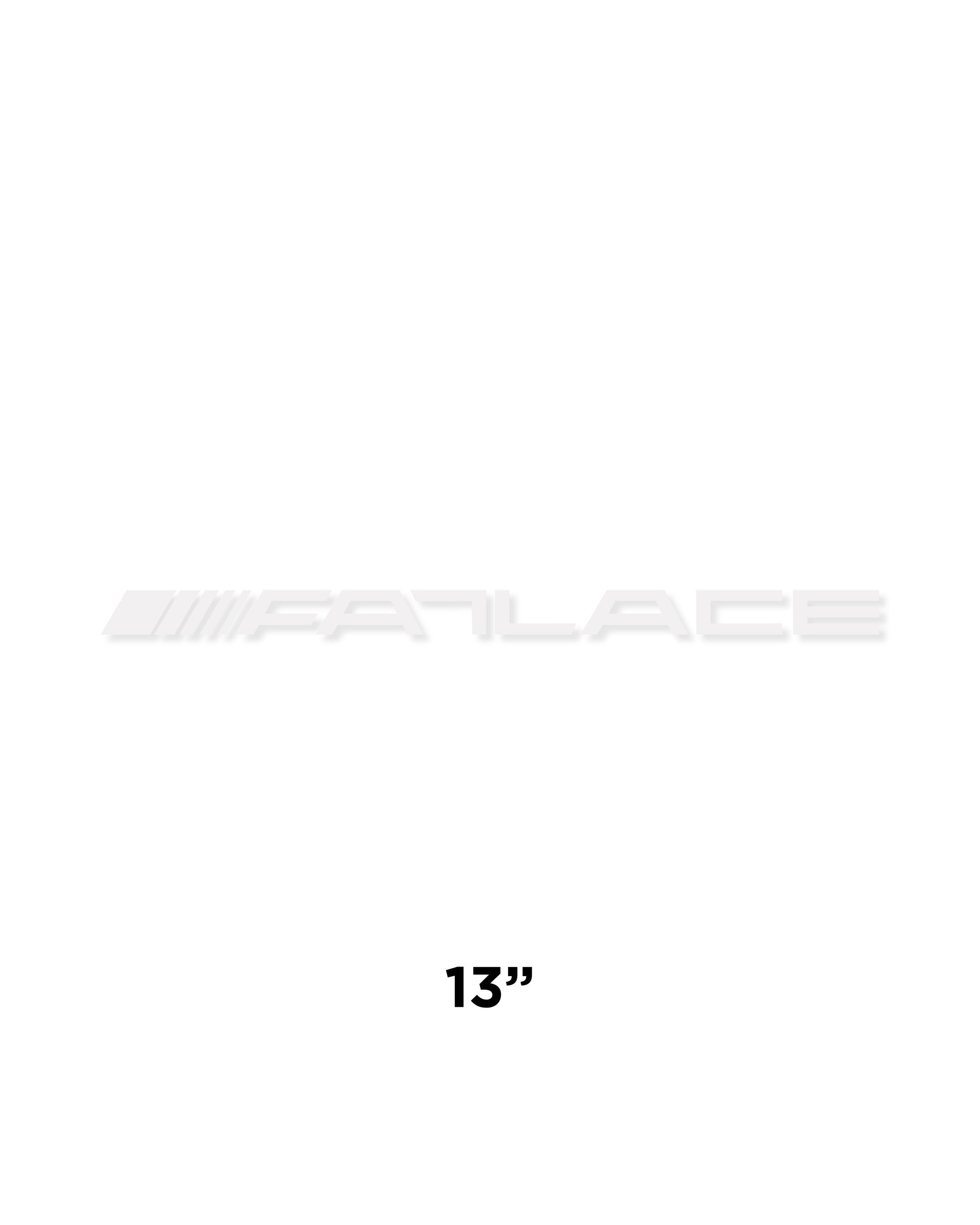 13-inch die-cut sticker featuring the Fatlace logo with bold text and graphic design elements.
