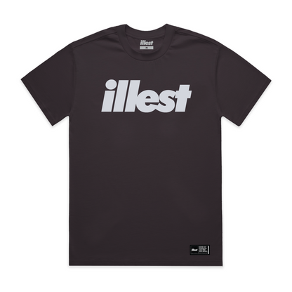 Black Illest Bold Logo Mulch T-shirt with large white "illest" text across the front and a small label at the bottom.