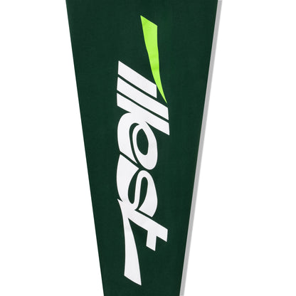 Green collegiate sweatpant with a bold white logo and a small green accent on the side.