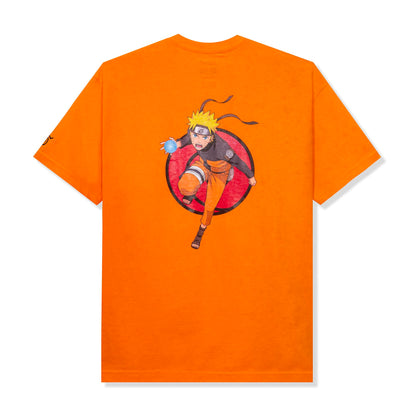 Orange T-shirt featuring Naruto Uzumaki from Naruto with Hokage design, part of ILLEST X Naruto collection.