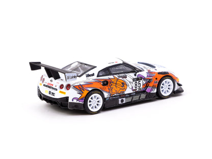 Detailed model of the Illest x Tarmac Nissan GT-R NISMO GT3 race car with colorful graphics, aerodynamic features, and sponsor decals.